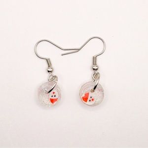 Santa Claus Clay Sprinkle Resin Earrings with Glitter 1/4” circular Earring